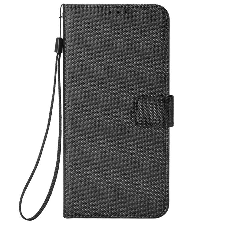 All-inclusive Protection Phone Case for vivo Y76 5G Anti-fall PU Leather Magnetic Wallet Stand Shell Folio Flip Cover with Diamond Texture - Black