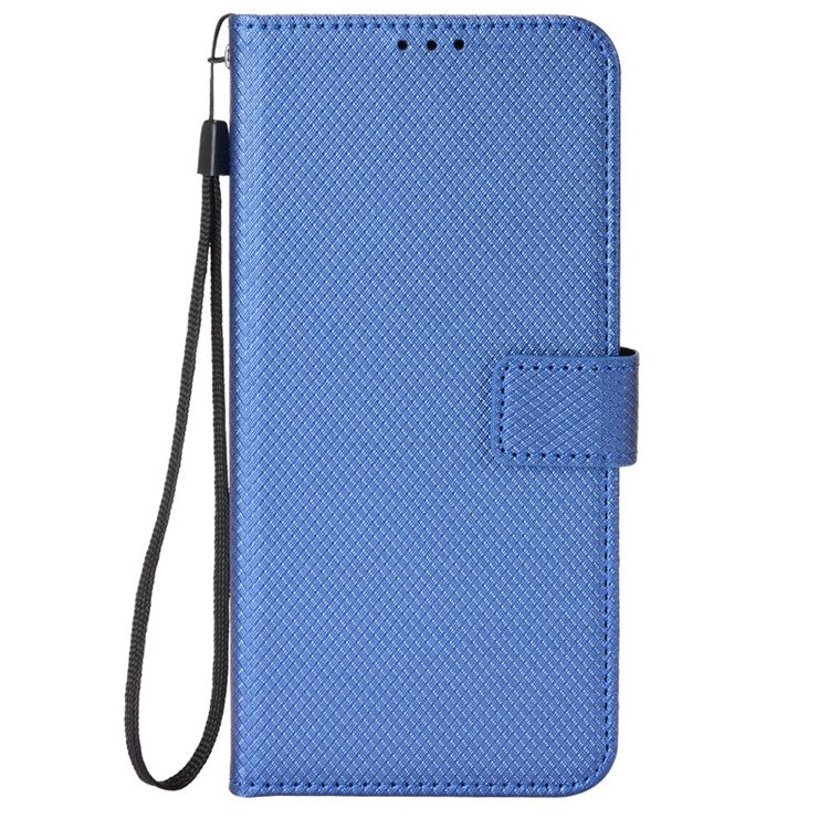 All-inclusive Protection Phone Case for vivo Y76 5G Anti-fall PU Leather Magnetic Wallet Stand Shell Folio Flip Cover with Diamond Texture - Blue