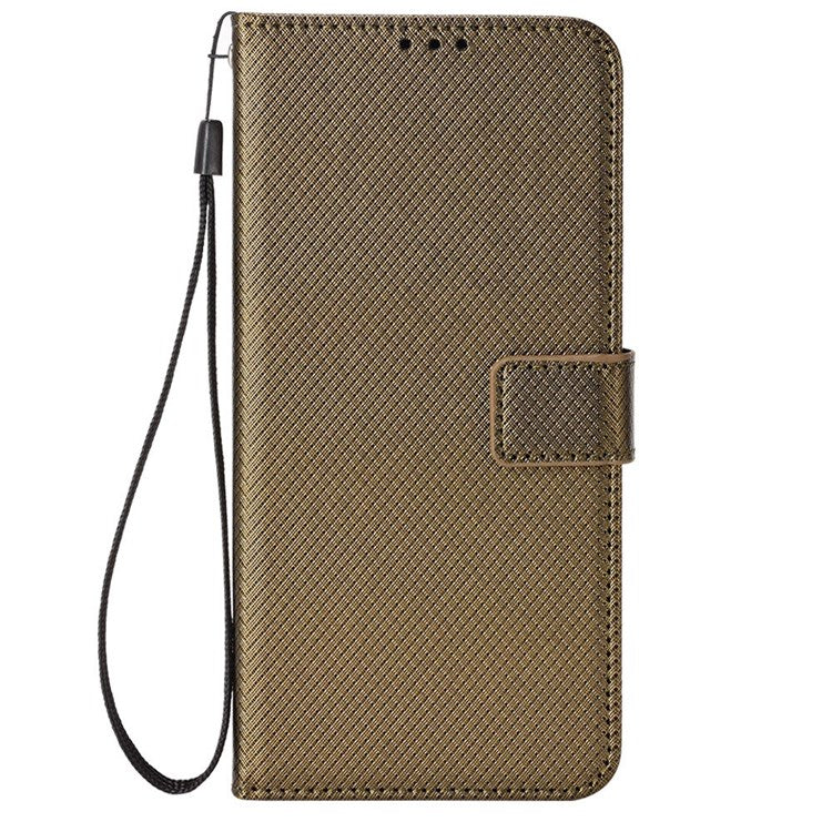 All-inclusive Protection Phone Case for vivo Y76 5G Anti-fall PU Leather Magnetic Wallet Stand Shell Folio Flip Cover with Diamond Texture - Brown