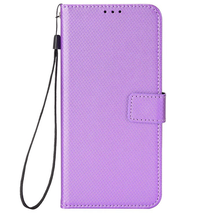 All-inclusive Protection Phone Case for vivo Y76 5G Anti-fall PU Leather Magnetic Wallet Stand Shell Folio Flip Cover with Diamond Texture - Purple