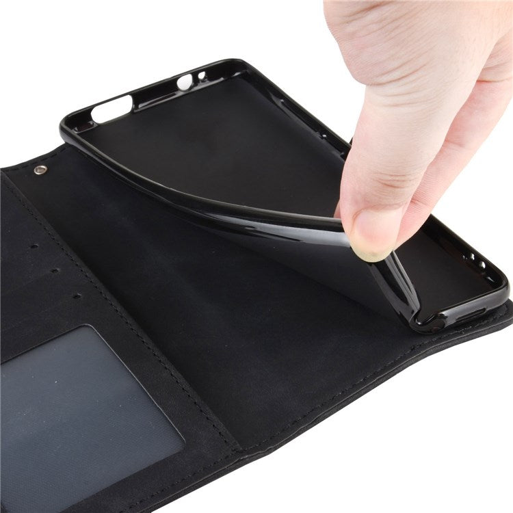 For vivo Y76 5G PU Leather Card Slots Case Double Magnetic Clasp Wallet Stand Phone Cover - Black