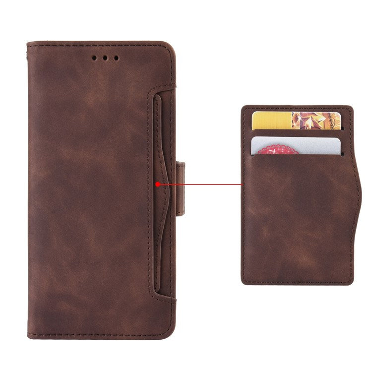 For vivo Y76 5G PU Leather Card Slots Case Double Magnetic Clasp Wallet Stand Phone Cover - Brown