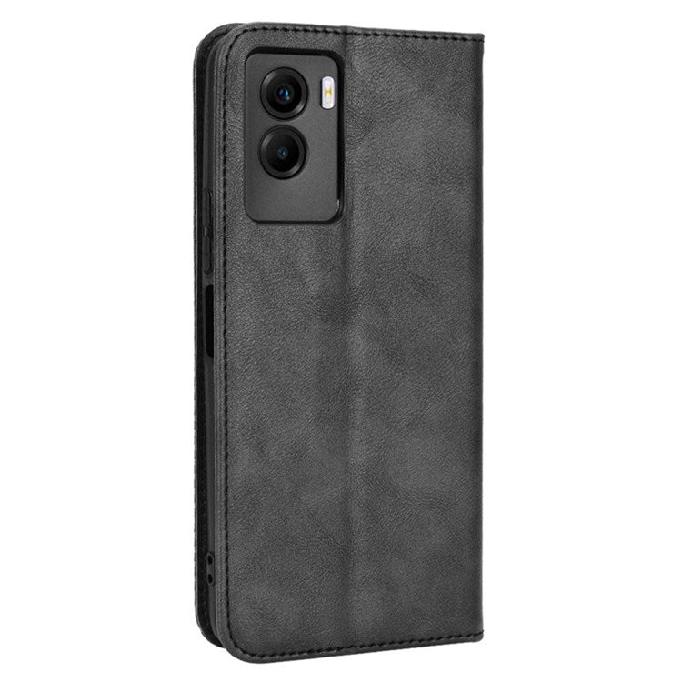 For vivo Y55s 5G Mosaic Imprinted Retro Leather + TPU Magnetic Auto Closing Phone Case with Stand Wallet - Black