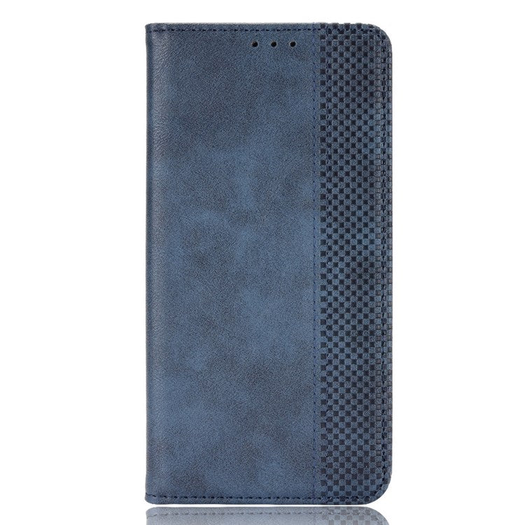 For vivo Y55s 5G Mosaic Imprinted Retro Leather + TPU Magnetic Auto Closing Phone Case with Stand Wallet - Blue