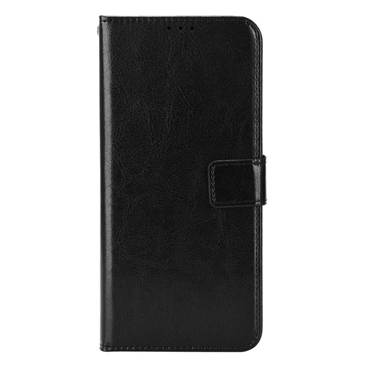 For vivo Y55s 5G Anti-fall Split Leather Wallet Style Phone Case Crazy Horse Texture Stand Full Protection Phone Shell - Black