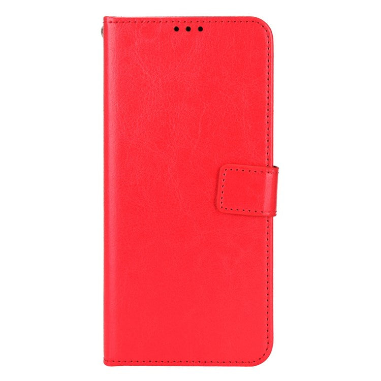 For vivo Y55s 5G Anti-fall Split Leather Wallet Style Phone Case Crazy Horse Texture Stand Full Protection Phone Shell - Red