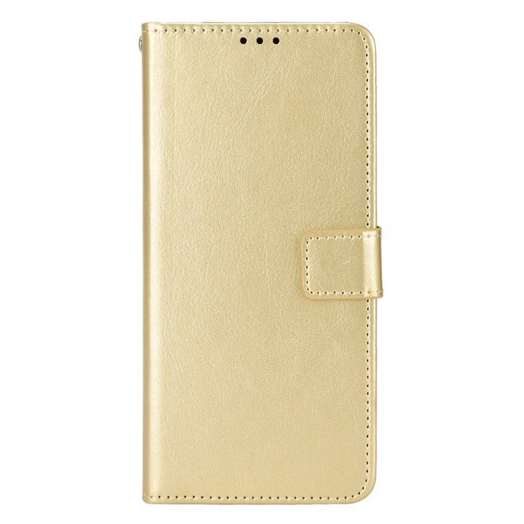 For vivo Y55s 5G Anti-fall Split Leather Wallet Style Phone Case Crazy Horse Texture Stand Full Protection Phone Shell - Gold