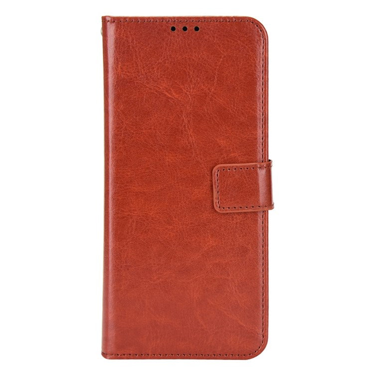 For vivo Y55s 5G Anti-fall Split Leather Wallet Style Phone Case Crazy Horse Texture Stand Full Protection Phone Shell - Brown