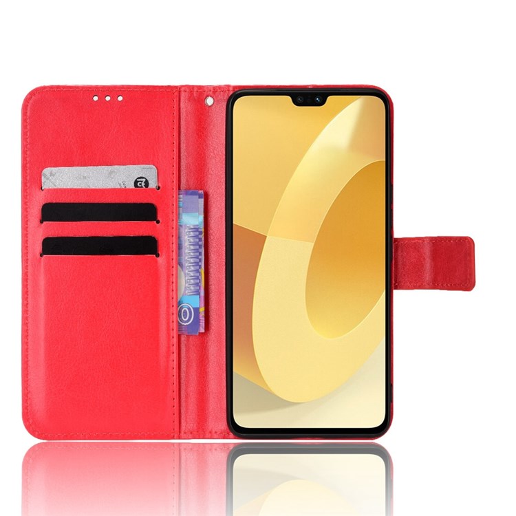 For vivo S12/V23 5G Wallet Style Anti-shock Split Leather Phone Case Crazy Horse Texture Well-protected Stand Phone Shell - Red