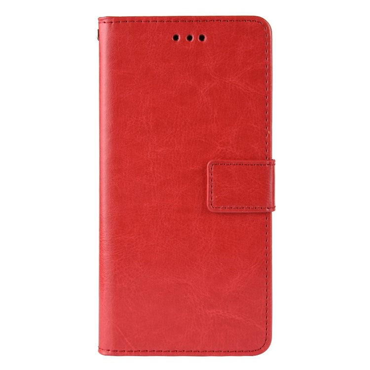 For vivo S12/V23 5G Wallet Style Anti-shock Split Leather Phone Case Crazy Horse Texture Well-protected Stand Phone Shell - Red