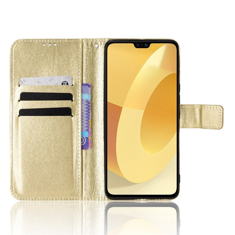 For vivo S12/V23 5G Wallet Style Anti-shock Split Leather Phone Case Crazy Horse Texture Well-protected Stand Phone Shell - Gold