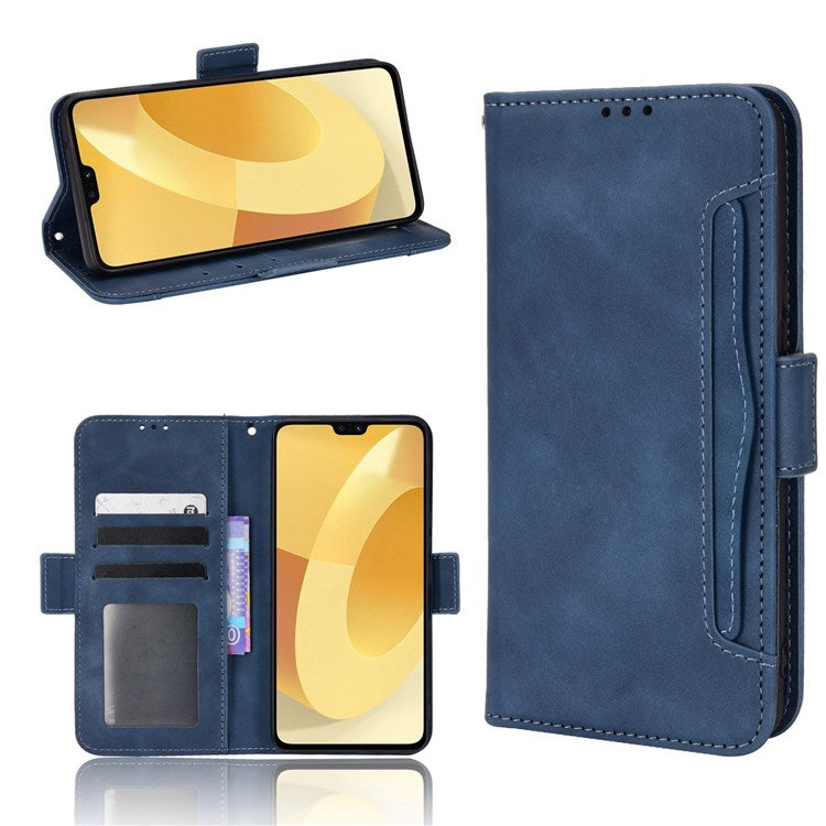 For vivo S12/V23 5G Card Slots Shockproof PU Leather Wallet Protective Case Stand Phone Cover - Blue