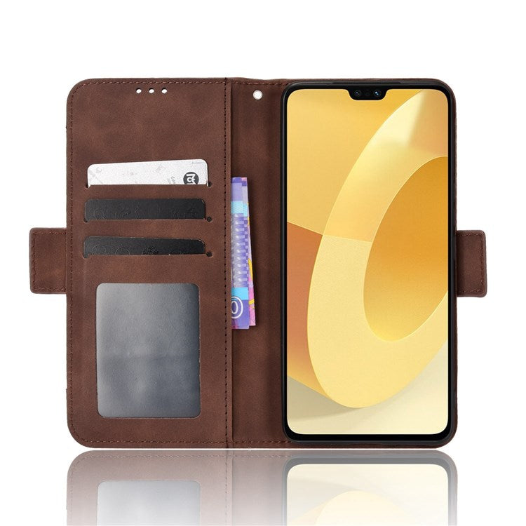 For vivo S12/V23 5G Card Slots Shockproof PU Leather Wallet Protective Case Stand Phone Cover - Brown