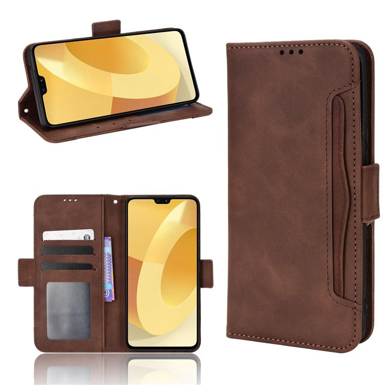 For vivo S12/V23 5G Card Slots Shockproof PU Leather Wallet Protective Case Stand Phone Cover - Brown