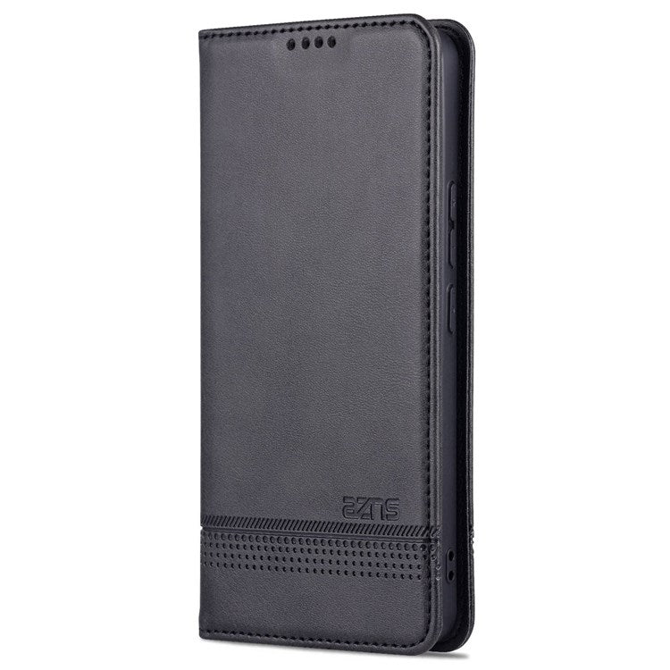 AZNS for vivo S12/V23 5G PU Leather Wallet Case Stand Magnetic Auto-absorbed TPU Shockproof Interior Protective Cover - Black