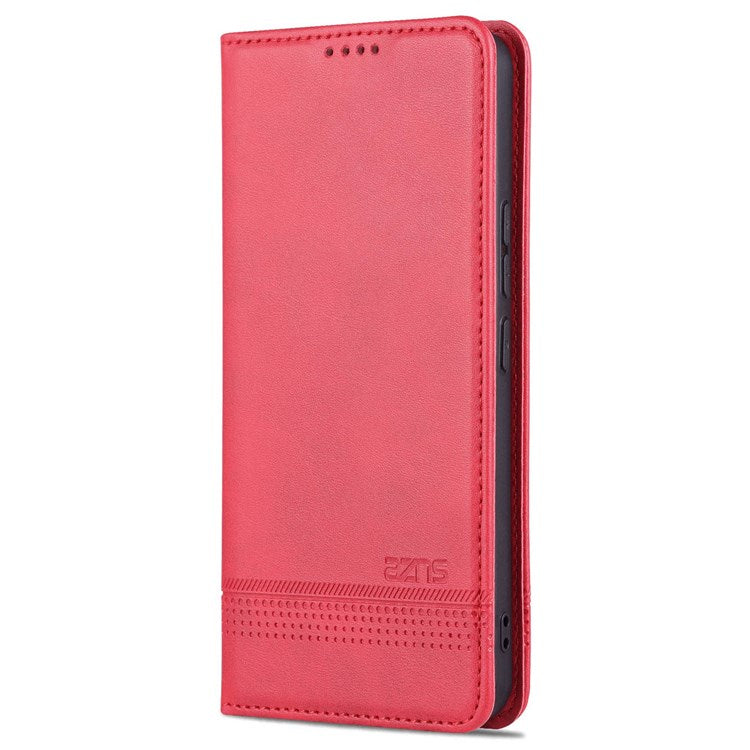 AZNS for vivo S12/V23 5G PU Leather Wallet Case Stand Magnetic Auto-absorbed TPU Shockproof Interior Protective Cover - Red