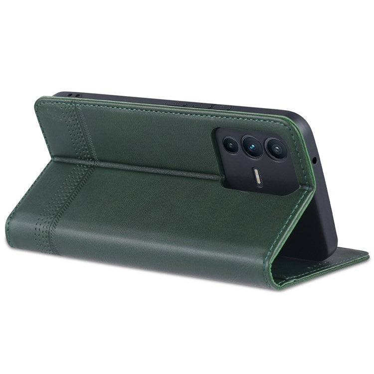 AZNS for vivo S12/V23 5G PU Leather Wallet Case Stand Magnetic Auto-absorbed TPU Shockproof Interior Protective Cover - Green