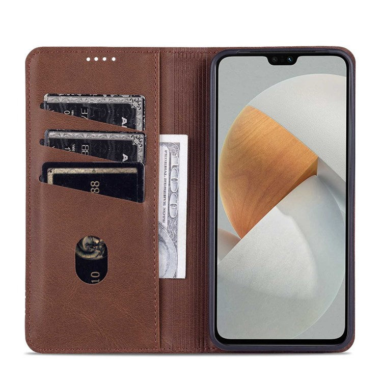 AZNS for vivo S12/V23 5G PU Leather Wallet Case Stand Magnetic Auto-absorbed TPU Shockproof Interior Protective Cover - Coffee