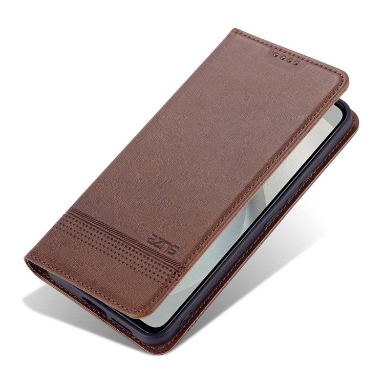 AZNS for vivo S12/V23 5G PU Leather Wallet Case Stand Magnetic Auto-absorbed TPU Shockproof Interior Protective Cover - Coffee