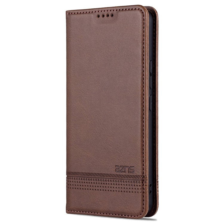 AZNS for vivo S12/V23 5G PU Leather Wallet Case Stand Magnetic Auto-absorbed TPU Shockproof Interior Protective Cover - Coffee