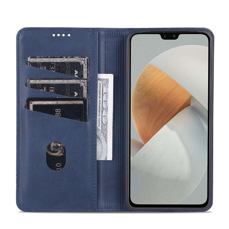 AZNS for vivo S12/V23 5G PU Leather Wallet Case Stand Magnetic Auto-absorbed TPU Shockproof Interior Protective Cover - Blue