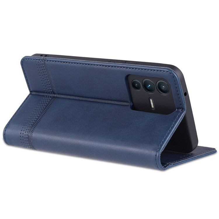 AZNS for vivo S12/V23 5G PU Leather Wallet Case Stand Magnetic Auto-absorbed TPU Shockproof Interior Protective Cover - Blue