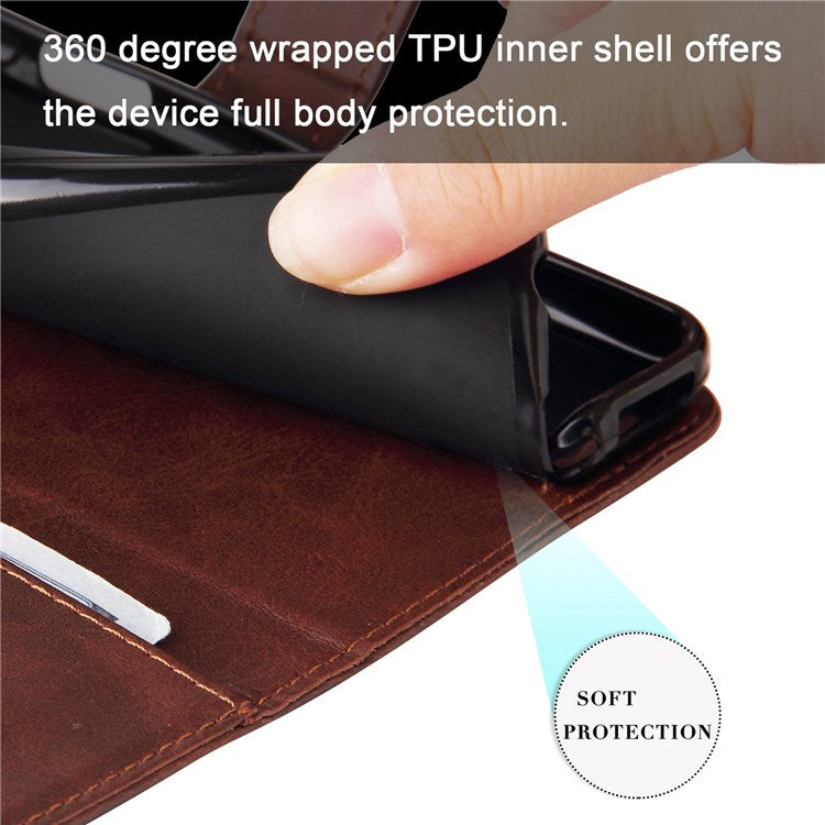 For vivo Y76 5G/Y76s Well-protected Anti-fall PU Leather Wallet Phone Cover Magnetic Closing Zipper Pocket Flip Case - Brown