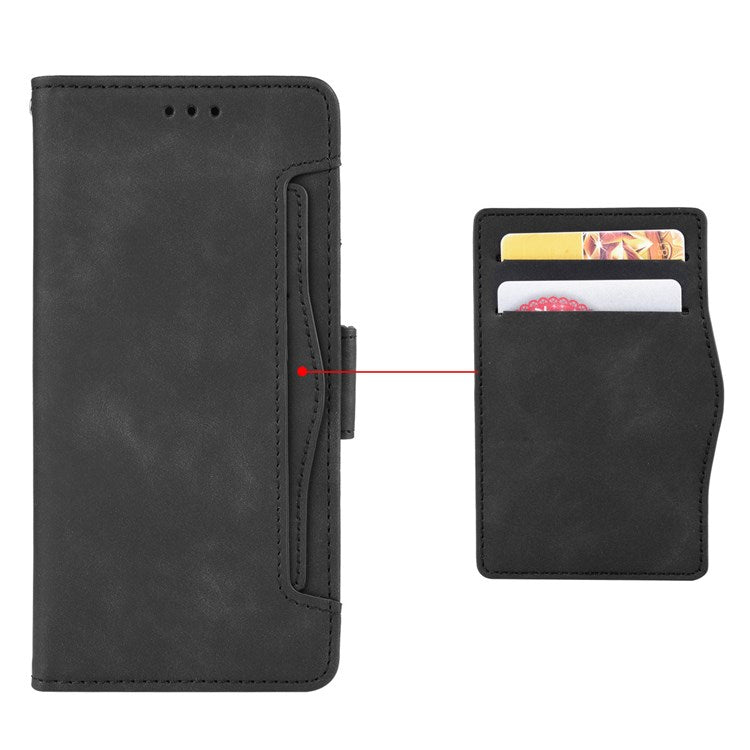 For vivo Y55 5G/Y75 5G/T1 5G PU Leather Card Holder Stand Shockproof TPU Interior Case Wallet Design Magnetic Protect Flip Cover - Black