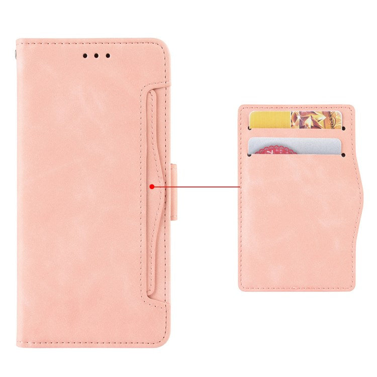 For vivo Y55 5G/Y75 5G/T1 5G PU Leather Card Holder Stand Shockproof TPU Interior Case Wallet Design Magnetic Protect Flip Cover - Pink