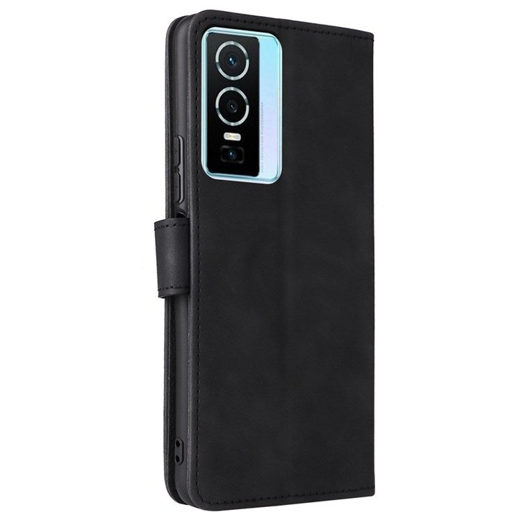 For vivo Y76 5G/Y76s 5G/Y74s Skin-touch Feeling Wallet Stand PU Leather Shockproof Phone Case Shell - Black