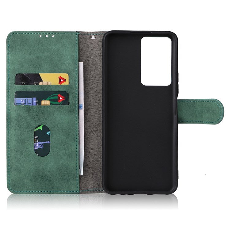 For vivo Y76 5G/Y76s 5G/Y74s Skin-touch Feeling Wallet Stand PU Leather Shockproof Phone Case Shell - Green