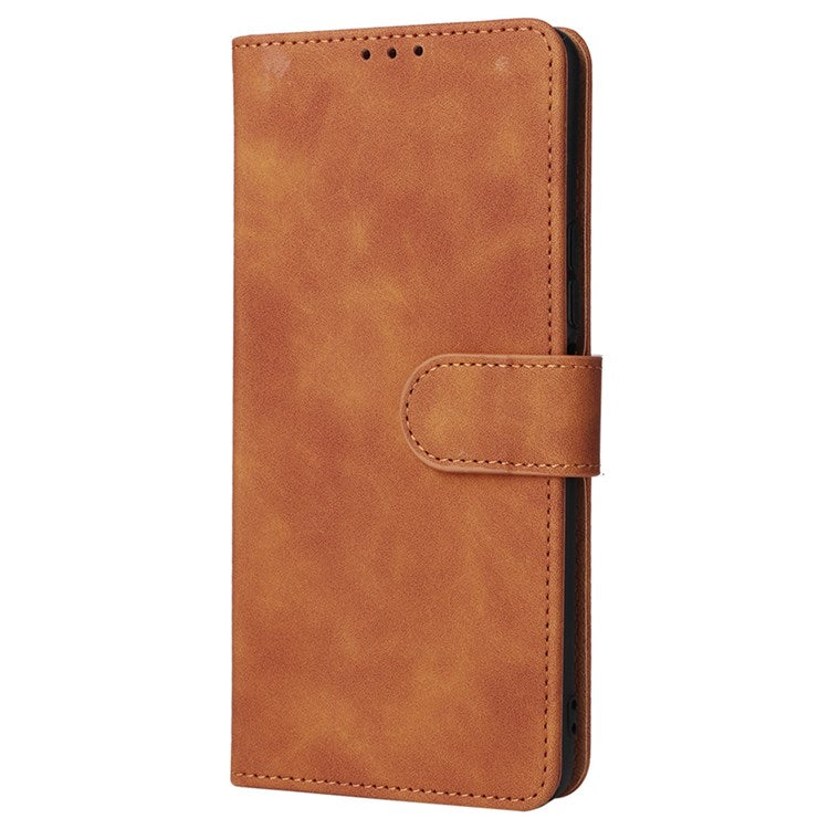 For vivo Y76 5G/Y76s 5G/Y74s Skin-touch Feeling Wallet Stand PU Leather Shockproof Phone Case Shell - Brown