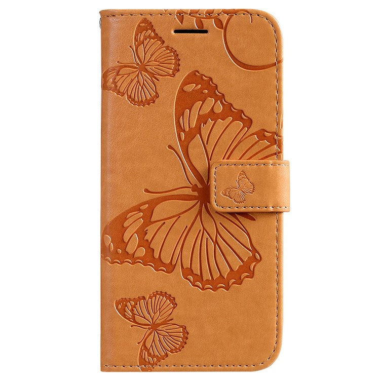 KT Imprinting Flower Series-2 for vivo Y76 5G PU Leather Book Stand Case Imprinted Butterfly Pattern Wallet Style Flip Case with Strap - Yellow