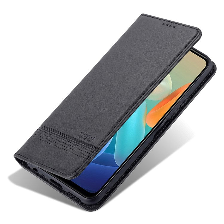 AZNS For vivo Y33s 5G/Y75 5G Magnetic Auto-absorbed PU Leather Wallet Foldable Stand Case Phone Cover - Black