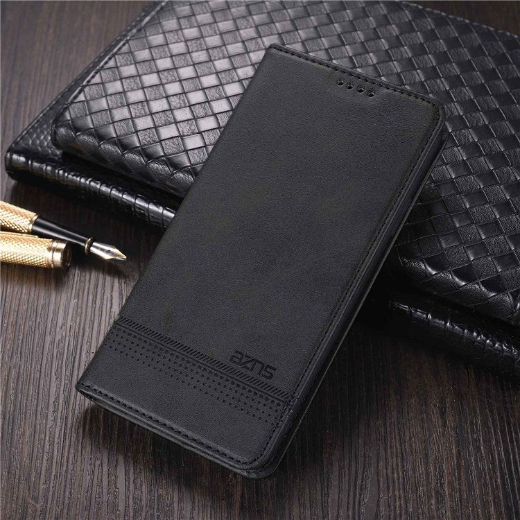 AZNS For vivo Y33s 5G/Y75 5G Magnetic Auto-absorbed PU Leather Wallet Foldable Stand Case Phone Cover - Black