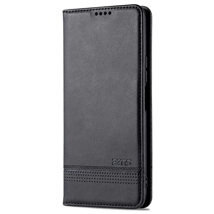 AZNS For vivo Y33s 5G/Y75 5G Magnetic Auto-absorbed PU Leather Wallet Foldable Stand Case Phone Cover - Black