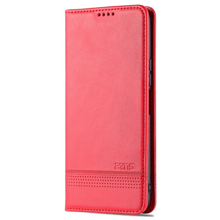 AZNS For vivo Y33s 5G/Y75 5G Magnetic Auto-absorbed PU Leather Wallet Foldable Stand Case Phone Cover - Red