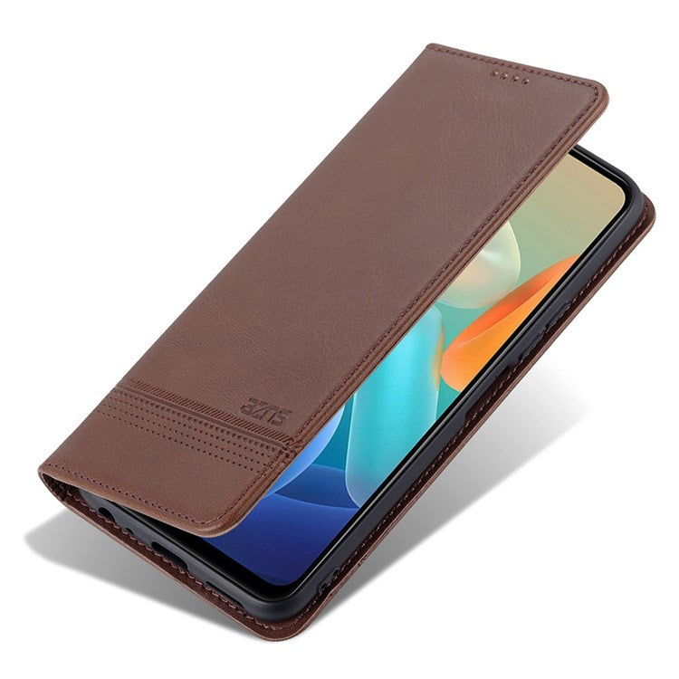 AZNS For vivo Y33s 5G/Y75 5G Magnetic Auto-absorbed PU Leather Wallet Foldable Stand Case Phone Cover - Coffee