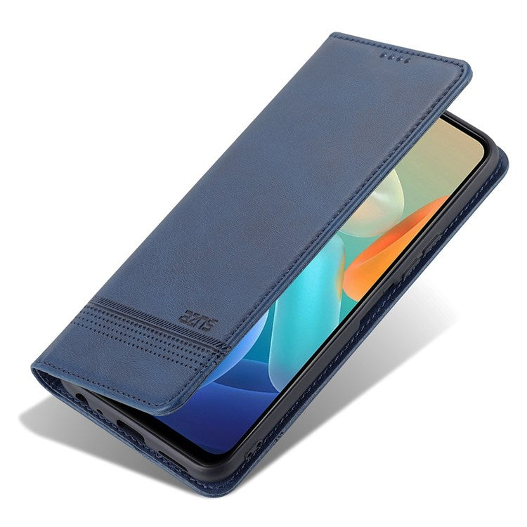 AZNS For vivo Y33s 5G/Y75 5G Magnetic Auto-absorbed PU Leather Wallet Foldable Stand Case Phone Cover - Blue