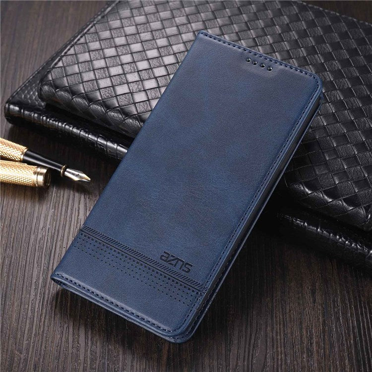 AZNS For vivo Y33s 5G/Y75 5G Magnetic Auto-absorbed PU Leather Wallet Foldable Stand Case Phone Cover - Blue