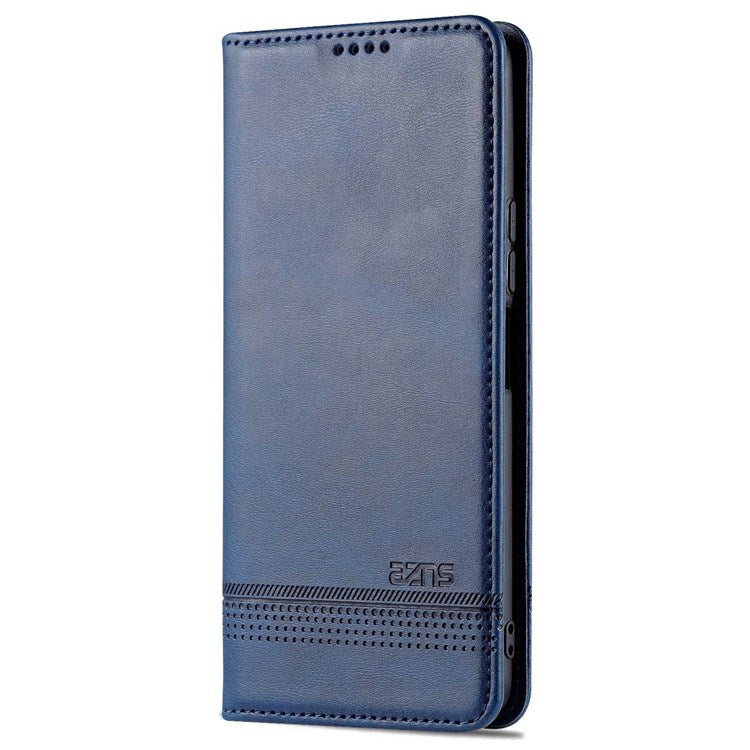 AZNS For vivo Y33s 5G/Y75 5G Magnetic Auto-absorbed PU Leather Wallet Foldable Stand Case Phone Cover - Blue