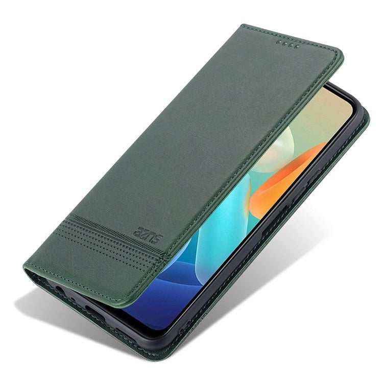 AZNS For vivo Y33s 5G/Y75 5G Magnetic Auto-absorbed PU Leather Wallet Foldable Stand Case Phone Cover - Green