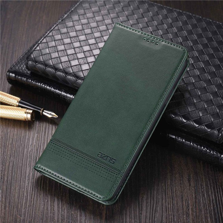 AZNS For vivo Y33s 5G/Y75 5G Magnetic Auto-absorbed PU Leather Wallet Foldable Stand Case Phone Cover - Green