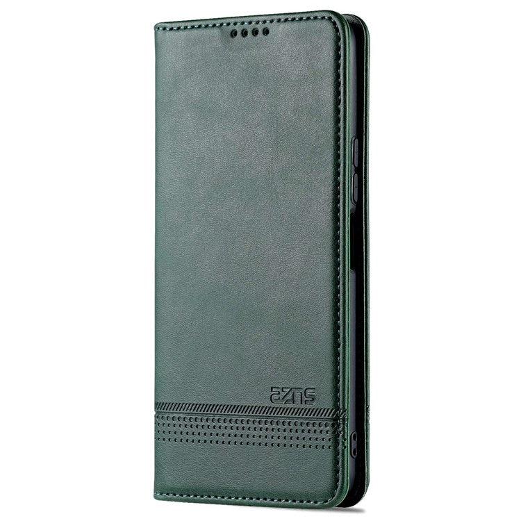 AZNS For vivo Y33s 5G/Y75 5G Magnetic Auto-absorbed PU Leather Wallet Foldable Stand Case Phone Cover - Green