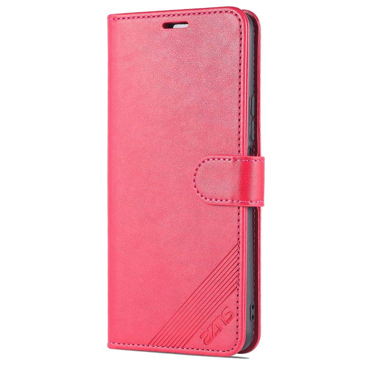 AZNS For vivo Y33s 5G/Y75 5G Textured PU Leather Stand Phone Case Folio Flip Wallet Inner TPU Case - Red