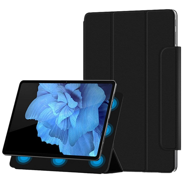 For vivo Pad Tri-fold Stand PU Leather Magnetic Absorption Tablet Case Protective Cover - Black