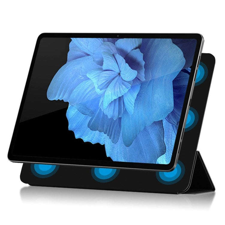 For vivo Pad Tri-fold Stand PU Leather Magnetic Absorption Tablet Case Protective Cover - Black