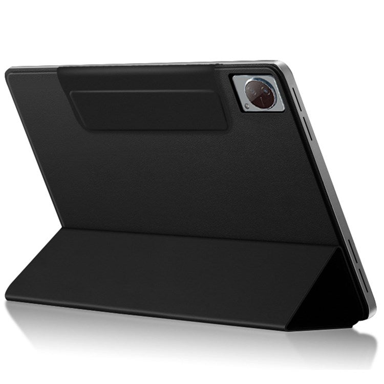 For vivo Pad Tri-fold Stand PU Leather Magnetic Absorption Tablet Case Protective Cover - Black