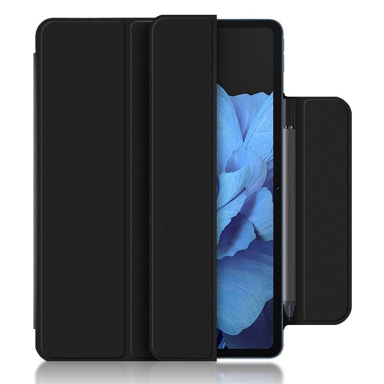 For vivo Pad Tri-fold Stand PU Leather Magnetic Absorption Tablet Case Protective Cover - Black