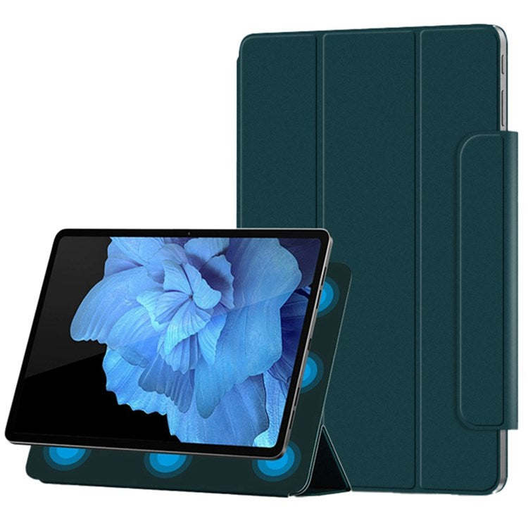 For vivo Pad Tri-fold Stand PU Leather Magnetic Absorption Tablet Case Protective Cover - Green